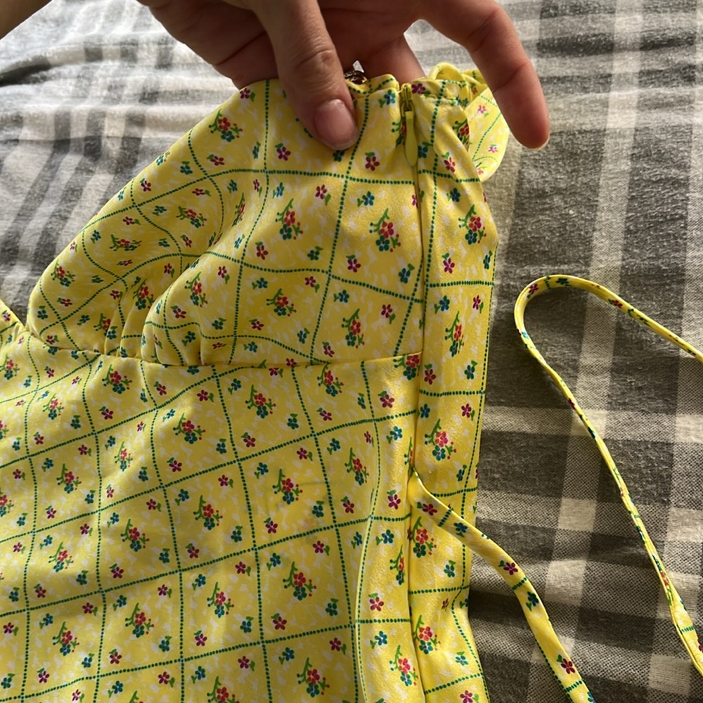 Victorias Secret Pink sun dress, yellow sun dress, satin sun dress, mini dress - Picture 3 of 7